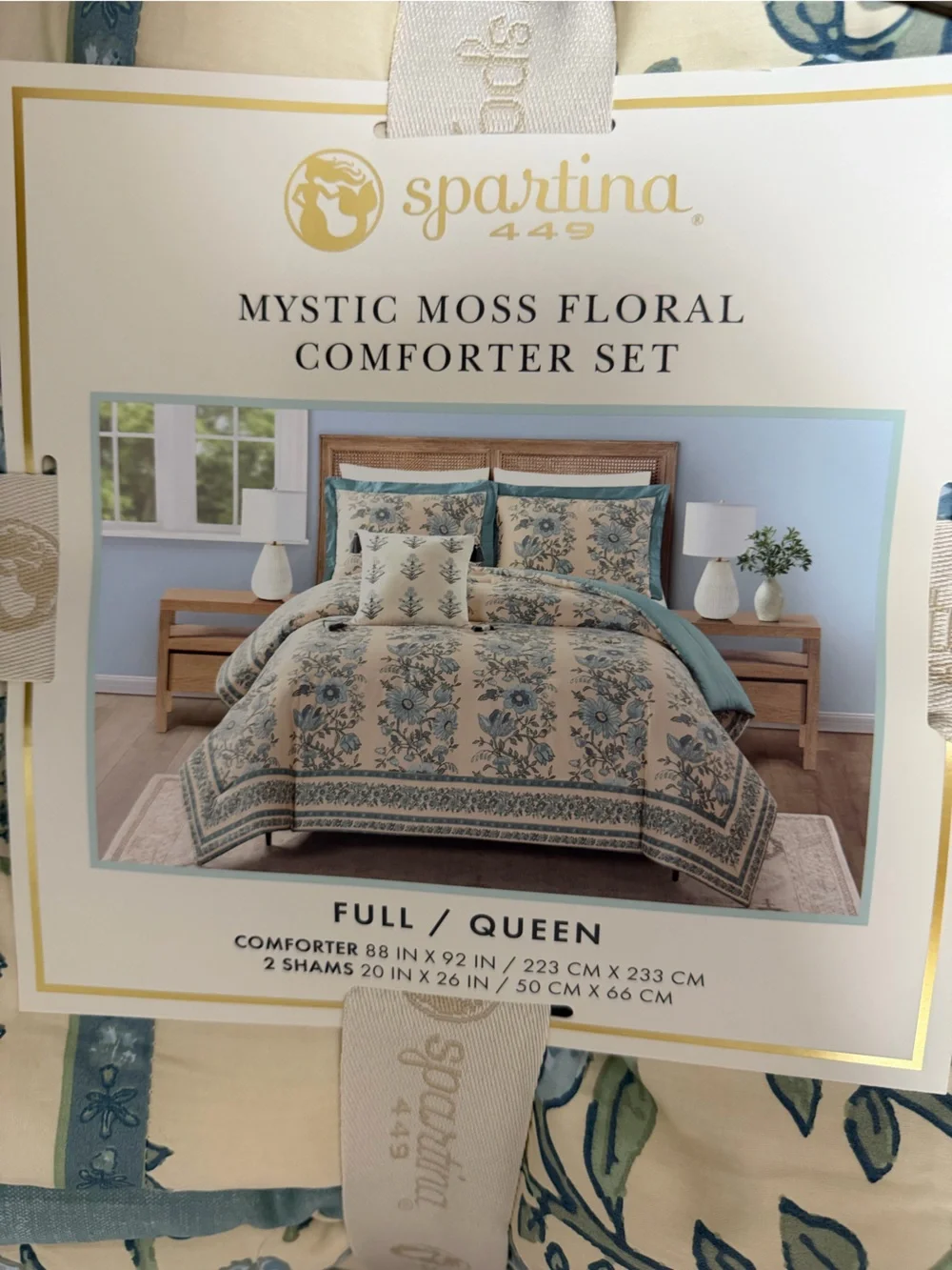 NWT Spartina 449 Mystic Moss Floral 3PC Cotton Sateen Comforter Set Full/Queen